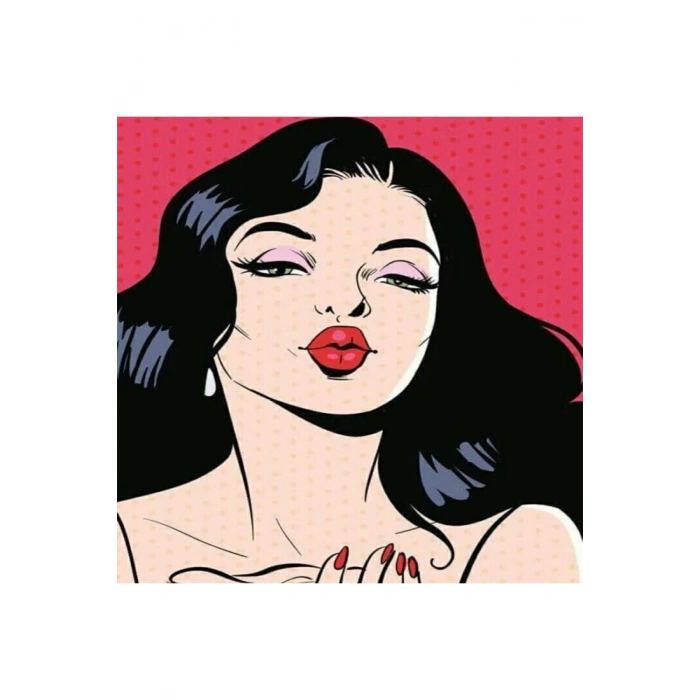 Kanvas Sayılarla Boyama Seti Kasnaklı-çerçeveli Popart Kiss