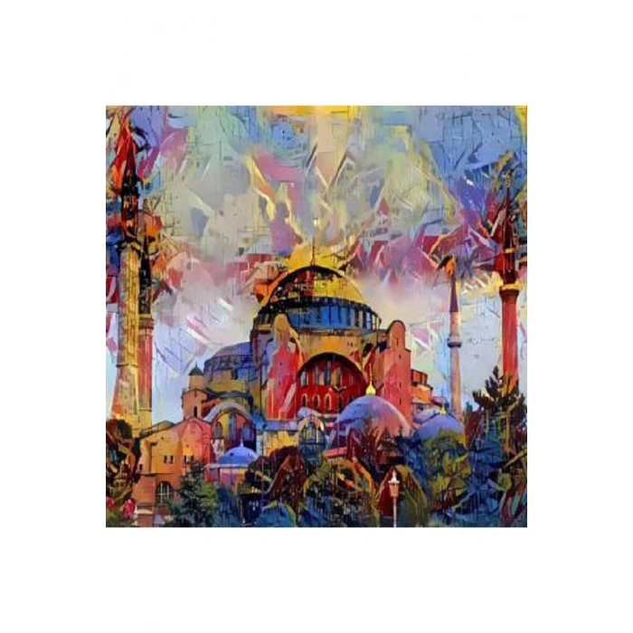 Kanvas Sayılarla Boyama Seti Kasnaklı-çerçeveli Renkli Ayasofya