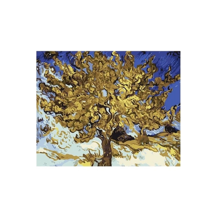 Kanvas Sayılarla Boyama Seti Kasnaklı-çerçeveli Van Gogh Ağaç