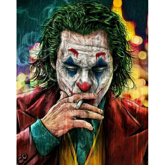 Kanvas Sayılarla Boyama Seti Kasnaklı-çerçeveli Yeşil Saçlı Joker Sayılarla Boyama