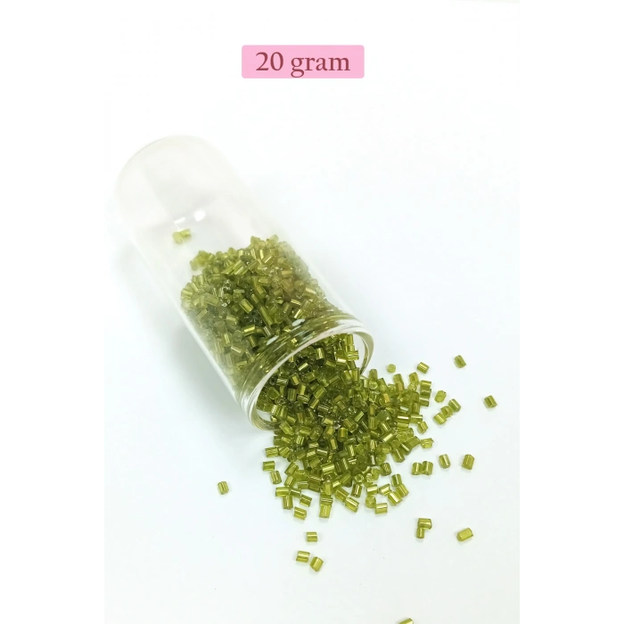Kesme Cam Boncuk 2mm - 20 Gram - Şeffaf Çimen Yeşili -BNC345