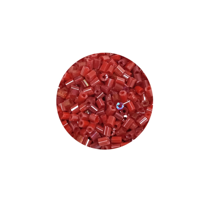 Kesme Cam Boncuk 2mm - 60 Gram - Koyu Kırmızı - BNC370