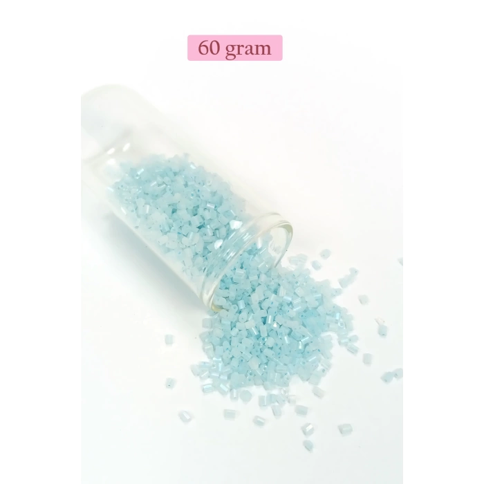 Kesme Cam Boncuk 2mm - 60 Gram - Maz Buz Mavi - BNC369