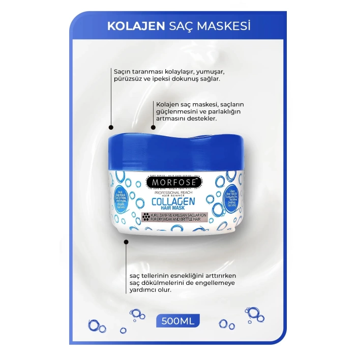 Kolajen Saç Maskesi 500 ML - Zayıf ve Kırılgan Saçlar İçin - mrfs