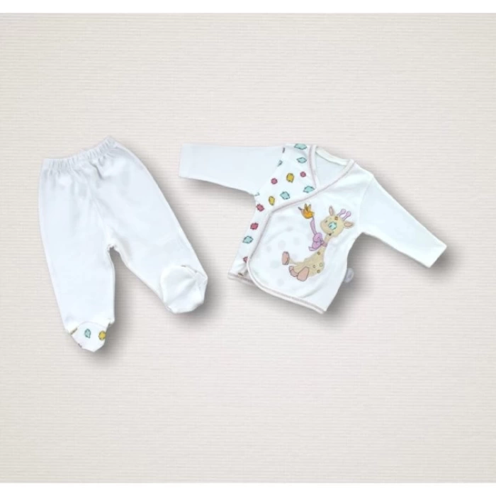 Love Zürafa Nakışlı %100 Cotton Antibakteriyel 10lu Zıbın Takımı Hastane Çıkışı