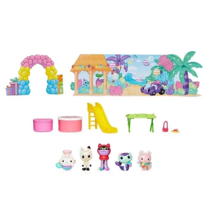 Nessiworld 6069141 Gabbys Dollhouse Hayal Evi Pandi Patinin Doğum Günü Seti