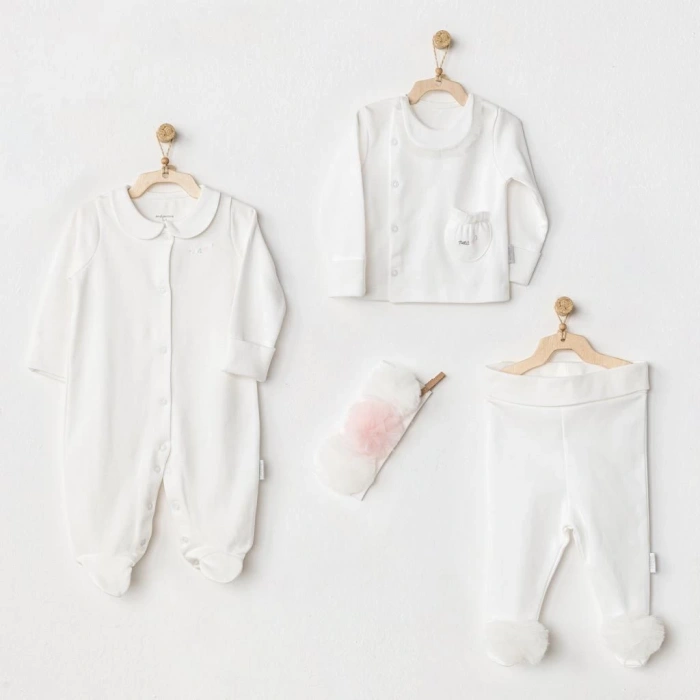 Nessiworld    AC24501 Petit Love Newborn Tüllü 4 Parça Set Ekru