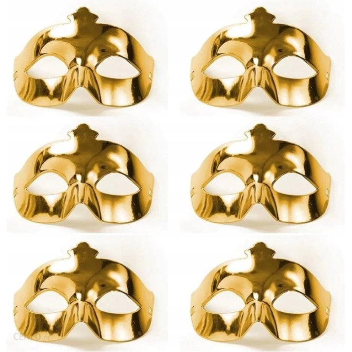 Nessiworld Altın Metalize Renk Düz Balo Parti Maskesi 6 Adet