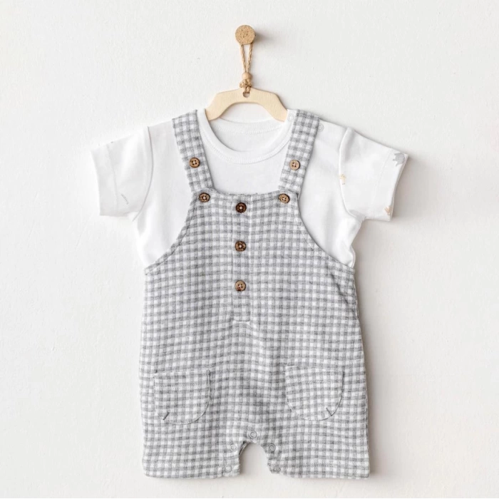 Nessiworld  Andywawa AC25804 Jumpsuit Set Little King Salopet Takım Grey