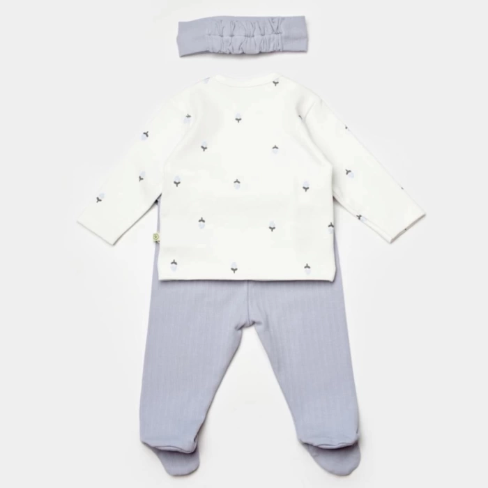 Nessiworld Bibaby Biorganic Love Floral 3 Parça Zıbın Seti 73346 Ekru Lila