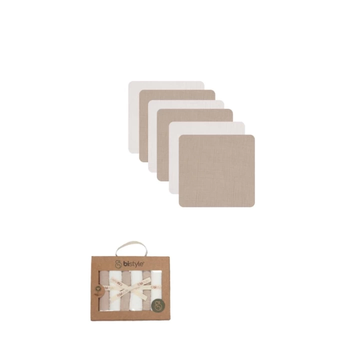 Nessiworld Bistyle 6lı Müslin Mendil 20x20 cm 90106 Ekru Bej