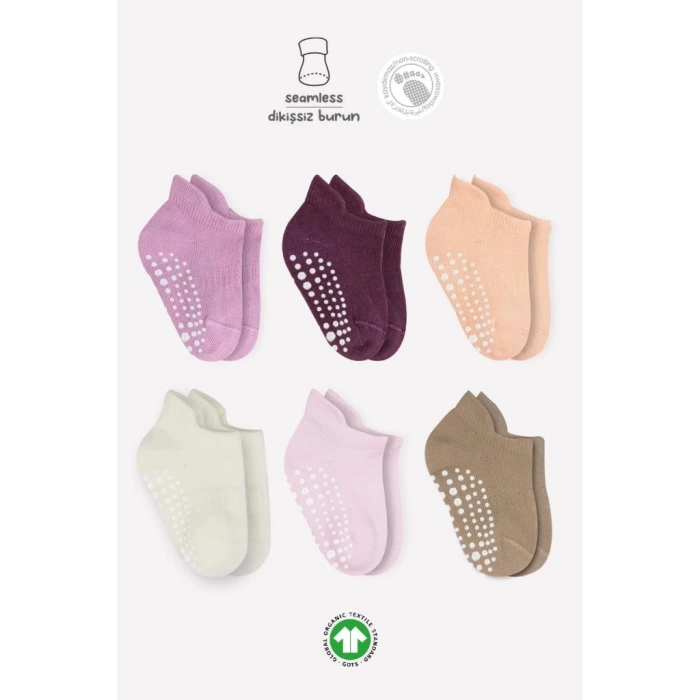 Nessiworld  Bistyle 6Lı Sneakers Kaymaz Penye Çorap BS20102 Gül Kurusu