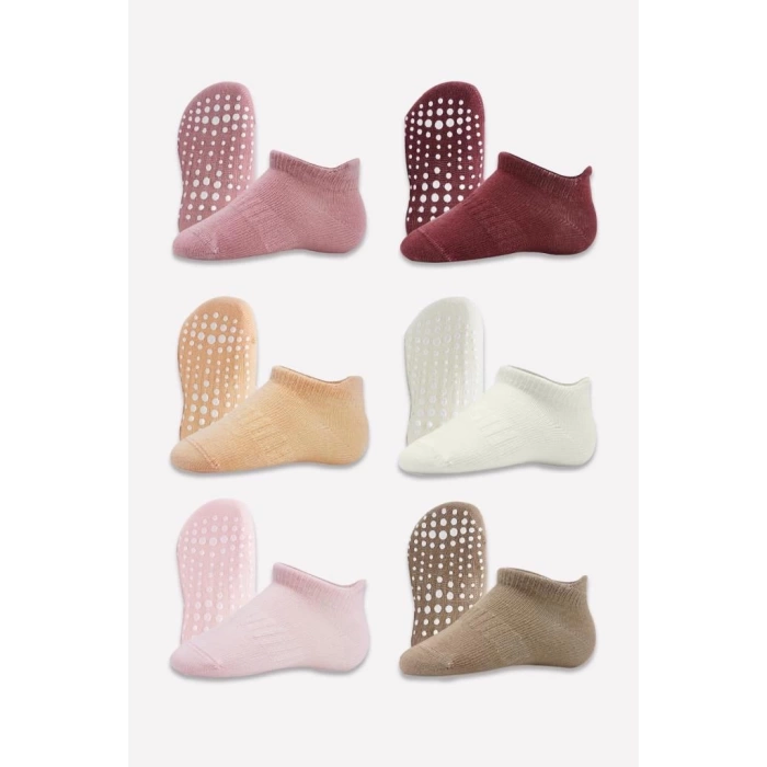 Nessiworld  Bistyle 6Lı Sneakers Kaymaz Penye Çorap BS20102 Gül Kurusu