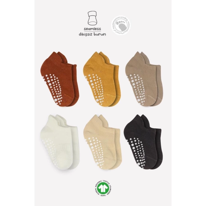 Nessiworld Bistyle 6Lı Sneakers Kaymaz Penye Çorap BS20102 Toprak