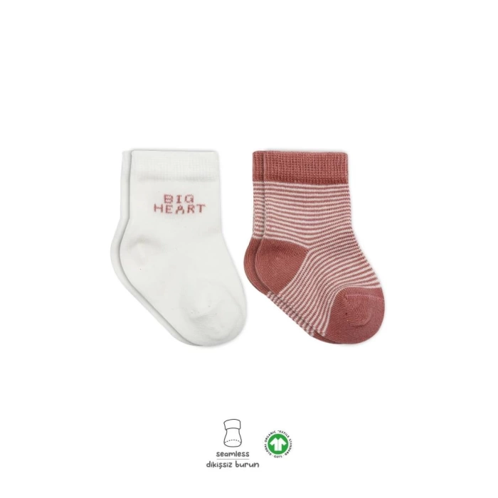 Nessiworld Bistyle Big Heart Penye Soket Çorap 2Li BS10117 Pudra