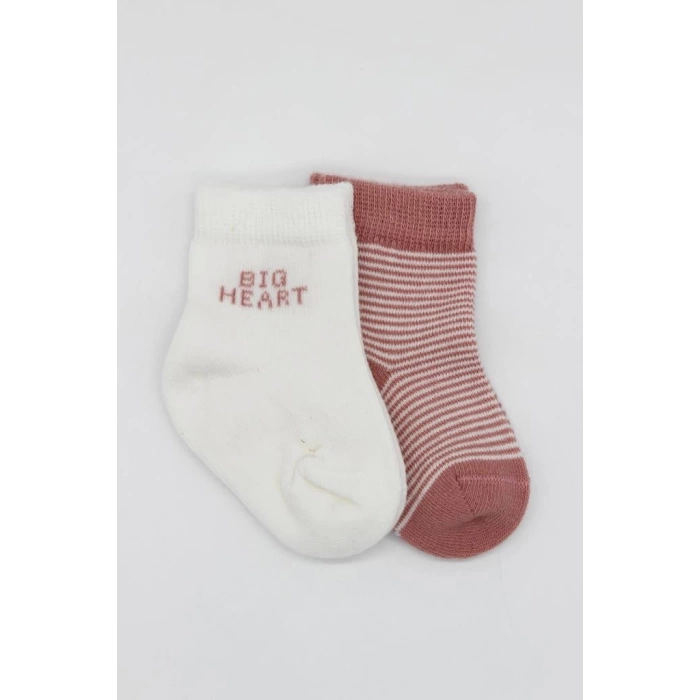 Nessiworld Bistyle Big Heart Penye Soket Çorap 2Li BS10117 Pudra