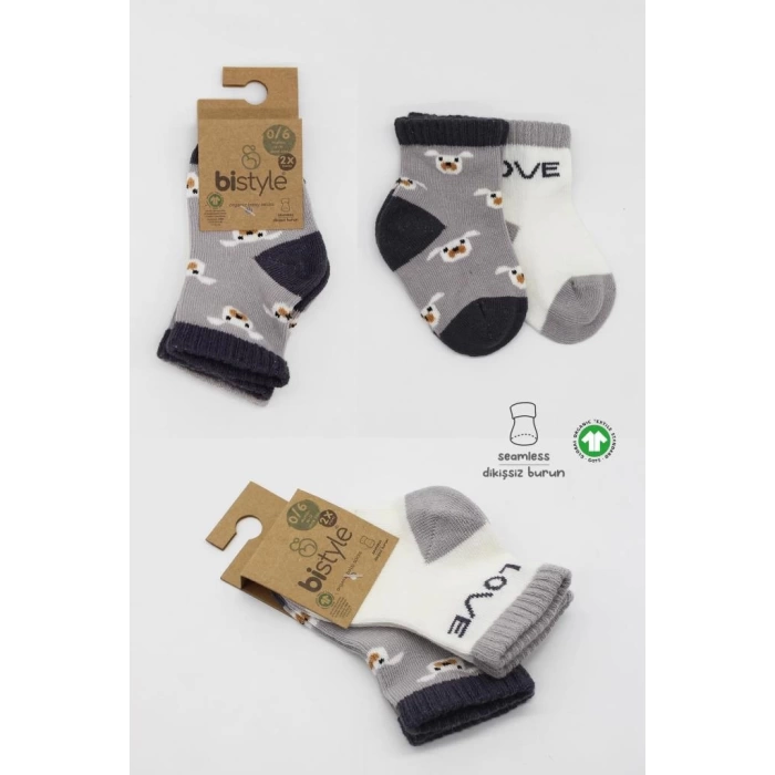 Nessiworld Bistyle Love Dog Penye Soket Çorap 2Li BS10118 Gri