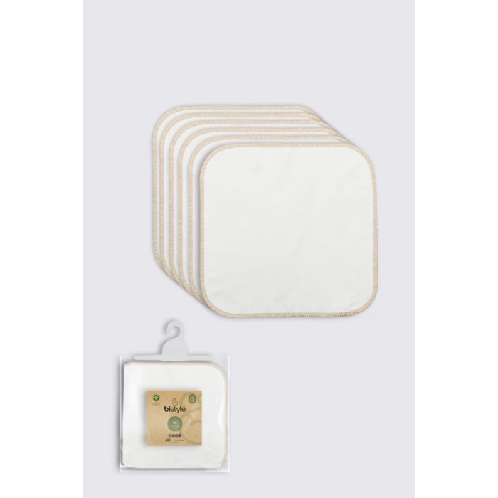 Nessiworld  Bistyle Organik 28x28 6Lı Penye Mendil 90103 Ekru