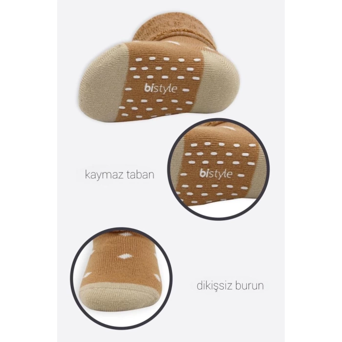 Nessiworld  Bistyle Puanlı Kaymaz Havlu Soket Çorap 2Li BS10502 Hardal