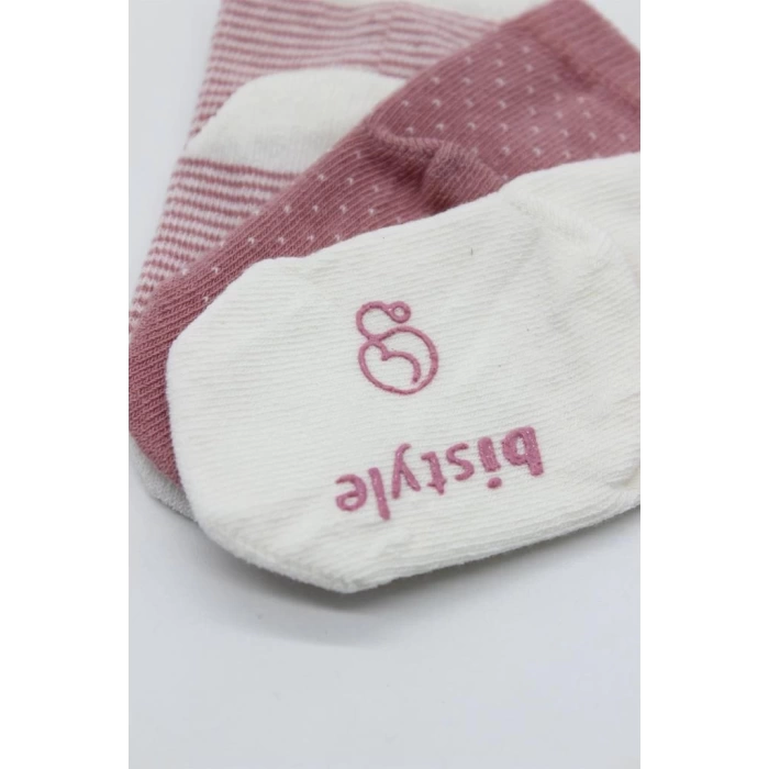 Nessiworld Bistyle Puanlı Kaymaz Penye Soket Çorap 3Lü BS10108 Pudra
