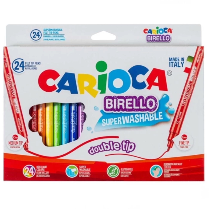 Nessiworld Carioca Birello Çift taraflı Süper Yıkanabilir Keçeli Kalem 24lü