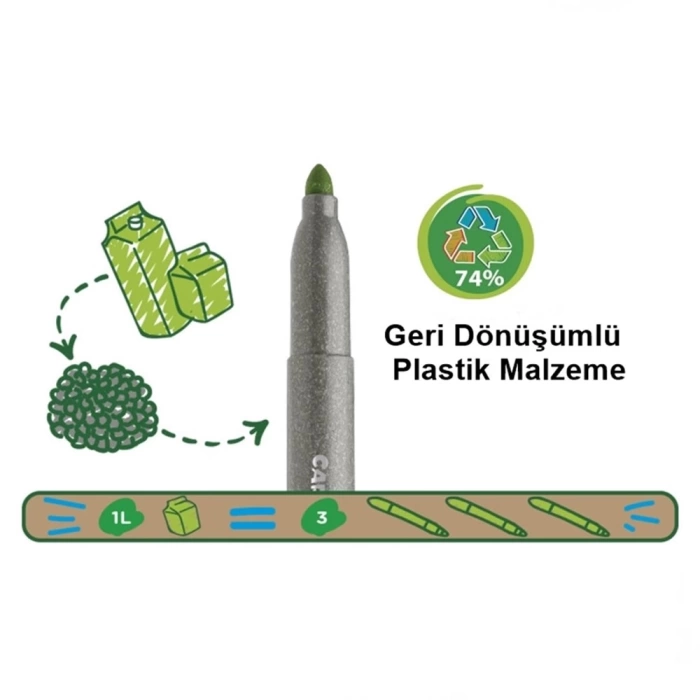 Nessiworld Carioca Eco Family Jumbo Süper Yıkanabilir Keçeli Boya Kalemi 12Li