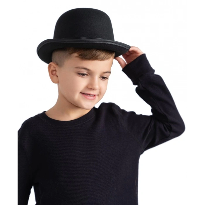 Nessiworld Charlie Chaplin Stil Çocuk Şapkası – Siyah Melon Parti Şapkası