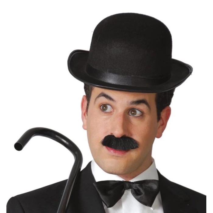 Nessiworld Charlie Chaplin Stil Yetişkin Şapkası – Siyah Melon Parti Şapkası