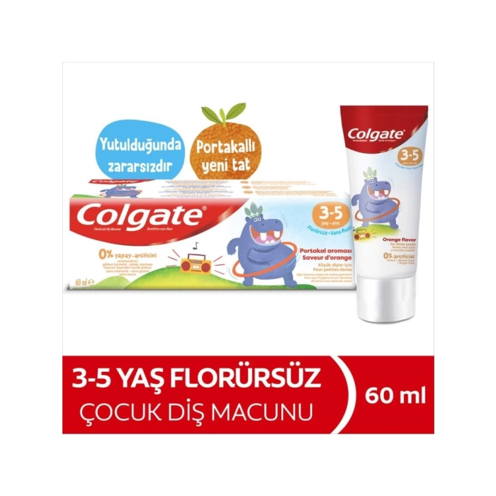 Nessiworld Colgate Kids Portakal Aromalı Florürsüz Diş Macunu 3-5 Yaş 60 ml