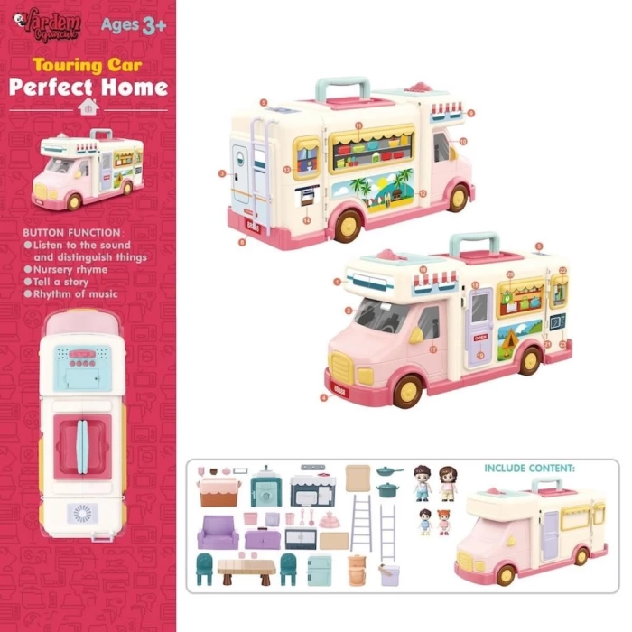 Nessiworld G0021 Sesli Aksesuarlı Açılıp Katlanabilir Karavan -Vardem Oyuncak