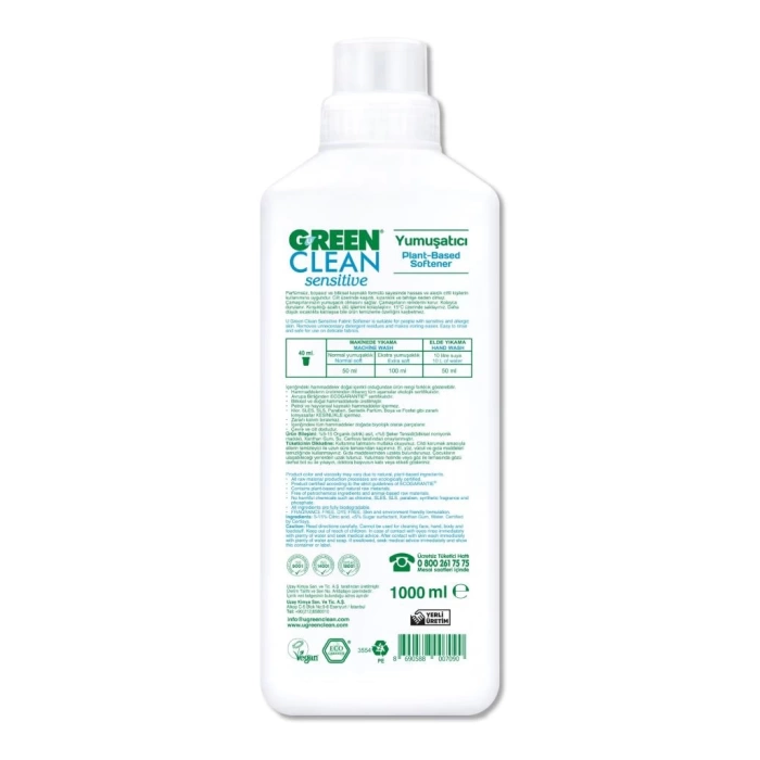 Nessiworld Green Clean Sensitive Parfümsüz Bitkisel Yumuşatıcı 1000ml