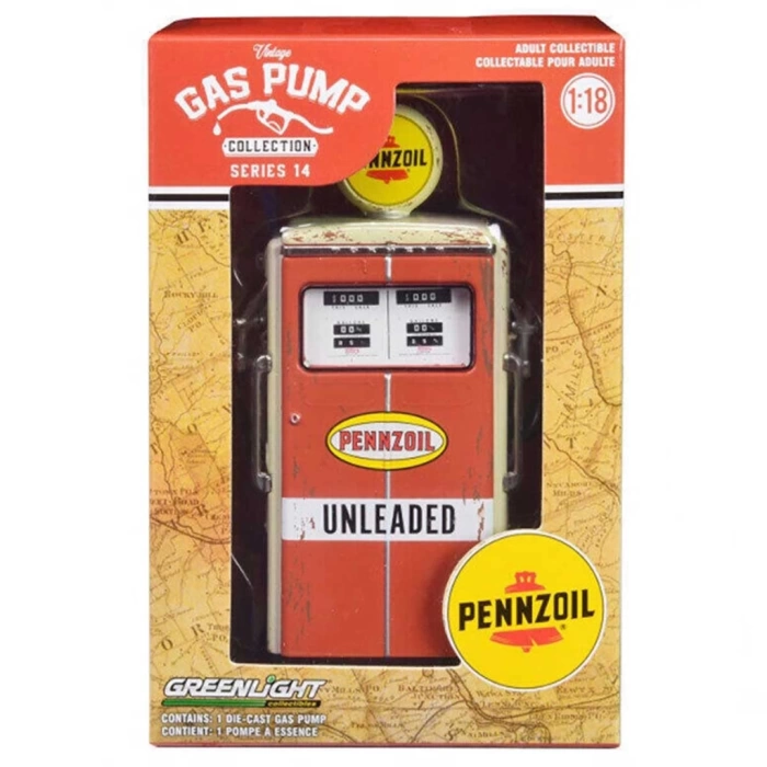 NessiWorld Greenlight 1/18 Vintage Gas Pumps Pennzoil Series 14