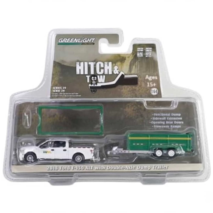 Nessiworld Greenlight 1/64 2018 Ford F-150 XLT with Double-Axle Dump