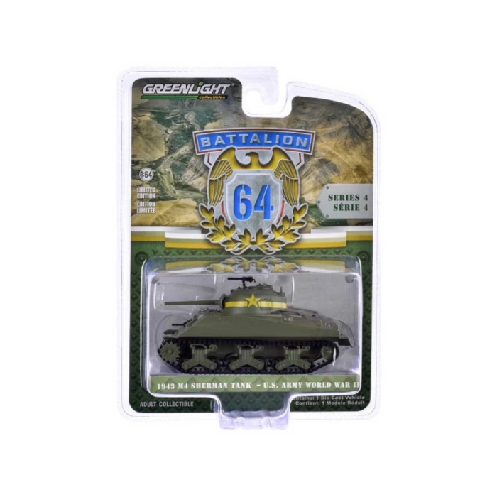Nessiworld  Greenlight 1/64 Battalion 64 Series 4- 1943 M4 Sherman Tank US Army World War II