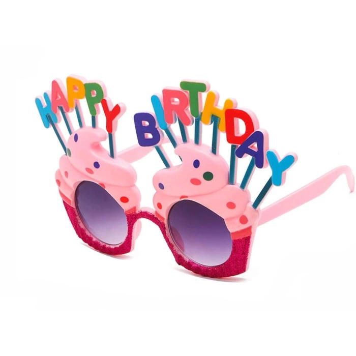 Nessiworld   Happy Birthday Yazılı Pembe Fuşya Renk Parti Gözlüğü 12x7 cm