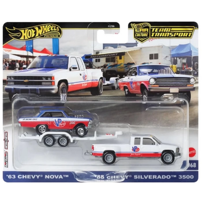 Nessiworld Hot Wheels Team Transport 63 Nova 88 Chevy Silverado 3500 HRV42