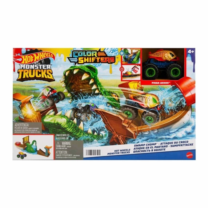 NessiWorld Hot Wheels Track Monster Trucks Timsahtan Kaçış Renk Değiştiren Oyun Seti HGV14