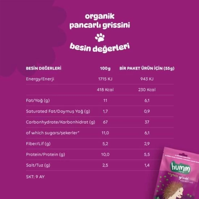Nessiworld Humm Organik Vegan Pancarlı Grissini 55 Gr
