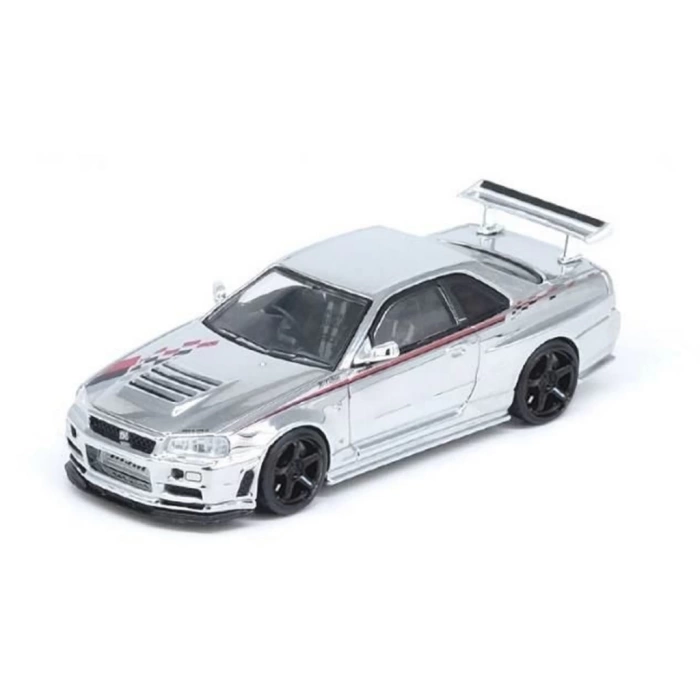 Nessiworld Inno 1/64 Nissan Skyline GT-R R34 Nismo R-Tune Chrome 3