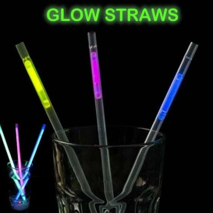 NessiWorld Karanlıkta Parlayan Glow  Fosforlu Pipet 3 Renk 3 Adet