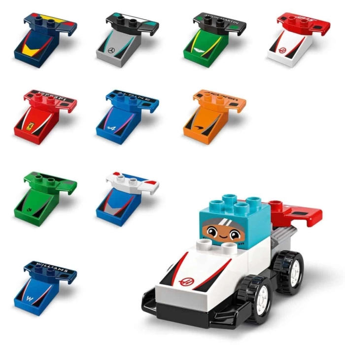 Nessiworld LEGO DUPLO Kasabası F1 Takımı Yarış Arabaları ve Sürücüler 10445