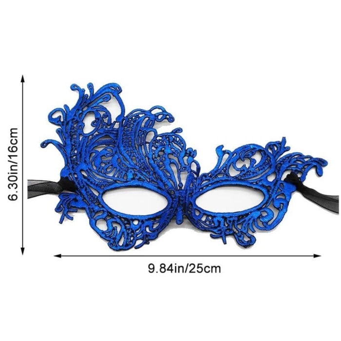 Nessiworld Mavi Renk Dantel Kesim Dantel İşlemeli Balo Parti Maskesi