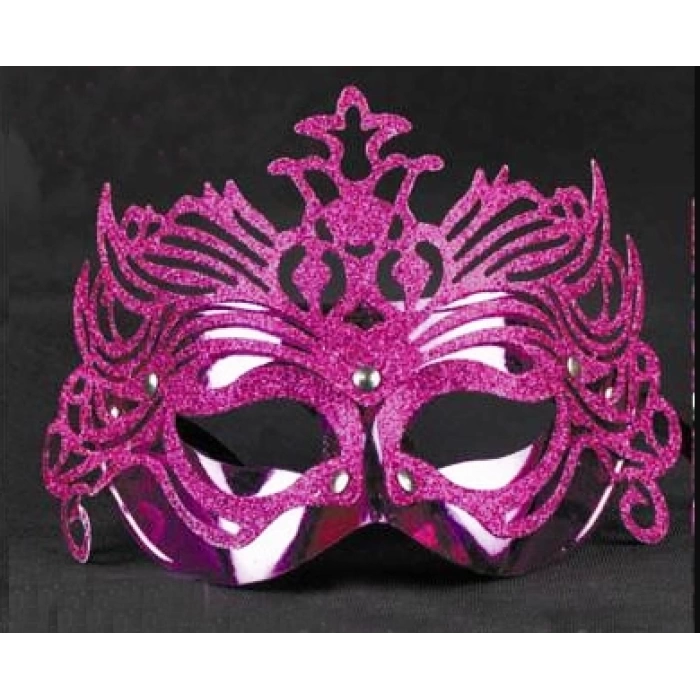 Nessiworld Metalik Fuşya Pembe Renk Masquerade Kelebek Simli Parti Maskesi 23x14 cm