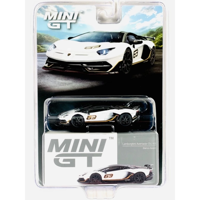 Nessiworld Mini GT 1/64 Lamborghini Aventador SVJ 63 Bianco Asopo