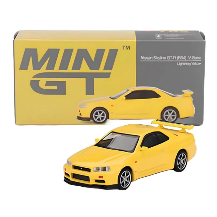 Nessiworld Mini GT 1/64 Nissan Skyline GT-R (R34) V-Spec Lightning Yellow