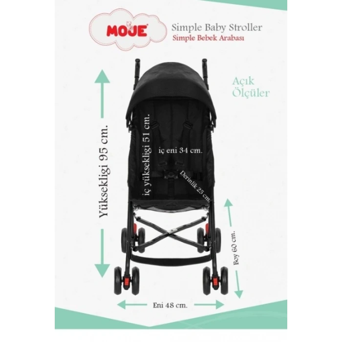 Nessiworld Moje Simple Pratik Baston Bebek Arabası Gri
