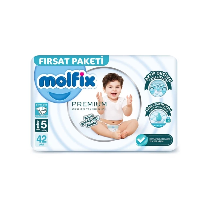 Nessiworld Molfix Premium Bebek Bezi Fırsat Paketi 5 Beden 11-18 Kg 42 Adet