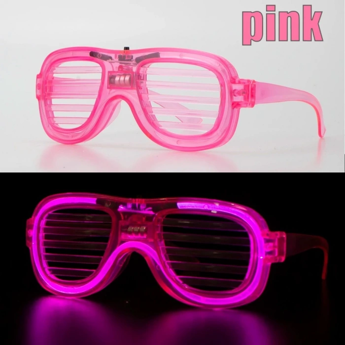 Nessiworld Pembe Led Işıklı Parti Gözlüğü - Neon Glow Şerit Gözlük 3 Modlu
