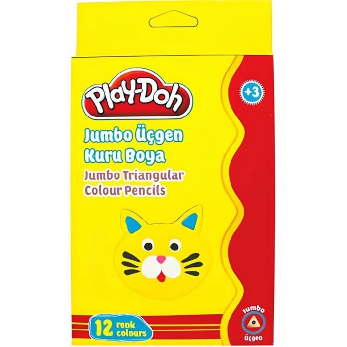 NessiWorld Play-Doh 12 Renk Jumbo Üçgen Kuru Boya