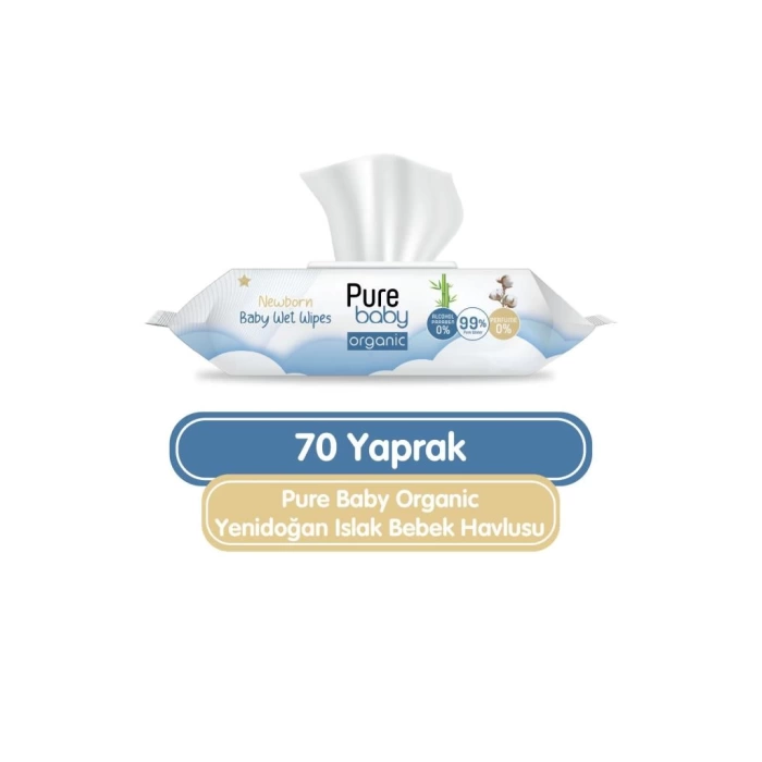 Nessiworld  Pure Baby Organic Yenidoğan Islak Havlu Mendil 70 Yaprak